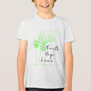 Green Ribbon Dandelion Faith Hope Mental Health Aw Tri-Blend Shirt