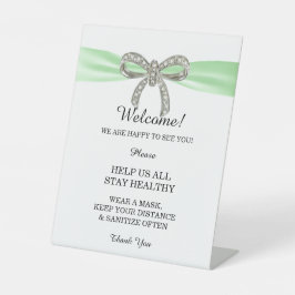 Green Ribbon Diamond Bow Wedding Safety Sockelschild