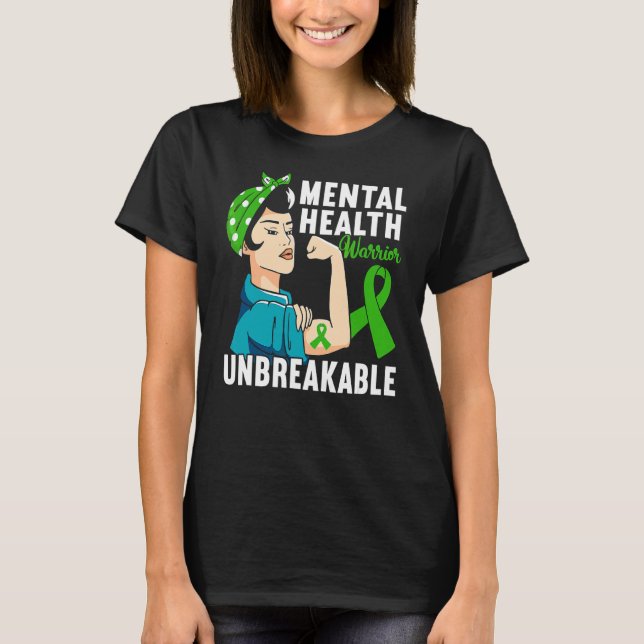 Green Ribbon Mental Health Awareness T-Shirt (Vorderseite)
