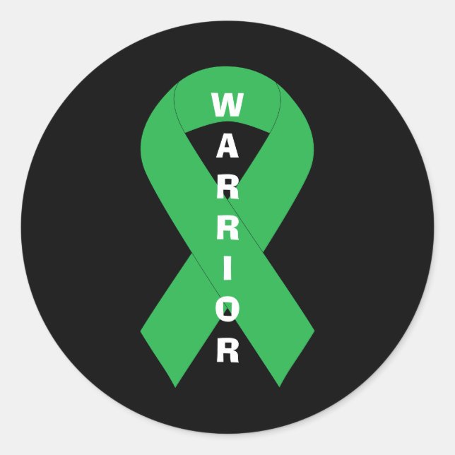 Green Ribbon Mental Health Awareness Warrior Runder Aufkleber (Vorderseite)