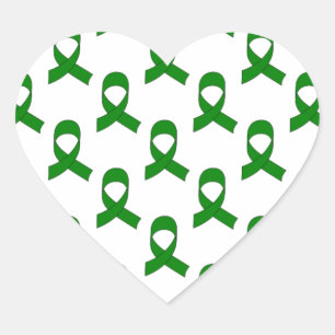 Green Ribbon-Muster Herz-Aufkleber