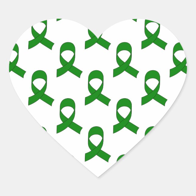 Green Ribbon-Muster Herz-Aufkleber (Vorderseite)