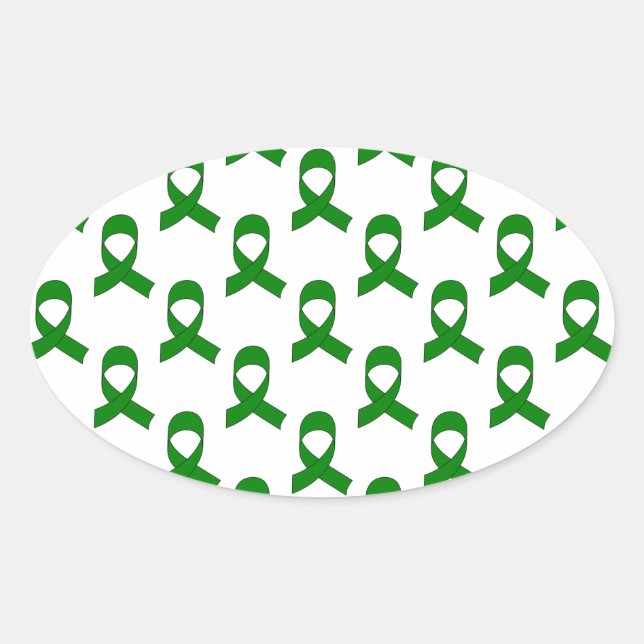 Green Ribbon-Muster Ovaler Aufkleber (Vorderseite)