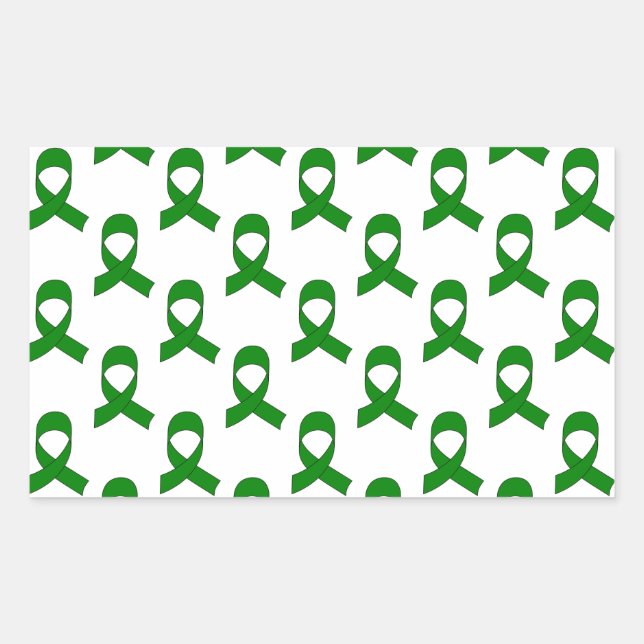 Green Ribbon-Muster Rechteckiger Aufkleber (Vorderseite)