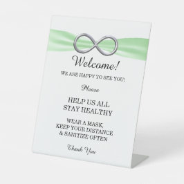 Green Ribbon Silver Unendlichkeit Hochzeitssicherh Sockelschild