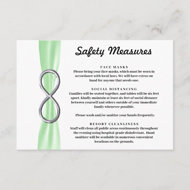 Green Ribbon Silver Unendlichkeit Sicherheitsmaßna Begleitkarte (Vorderseite)