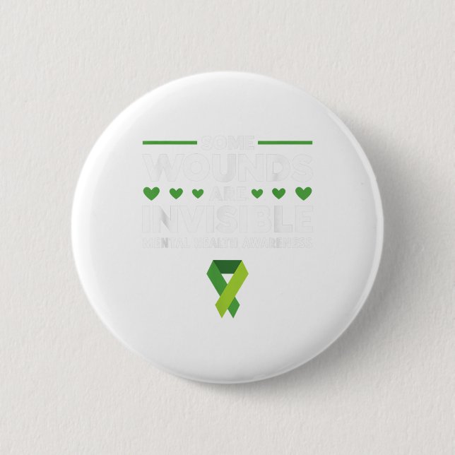 Green Ribbon Warrior & amp; Unterstützer - Mental  Button (Vorderseite)
