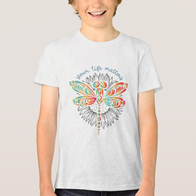 Green Ribbon Warrior & amp; Unterstützer - Mental  Tri-Blend Shirt (Vorderseite)