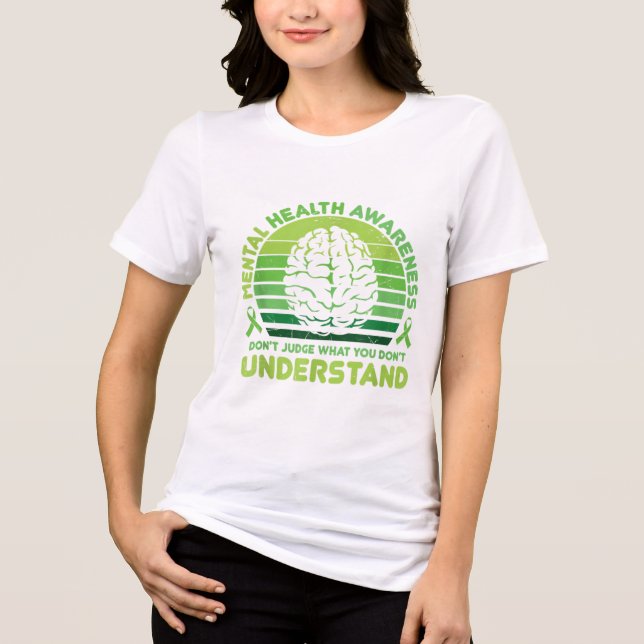 Green Ribbon Warrior & amp; Unterstützer - Mental  Tri-Blend Shirt (Vorderseite)