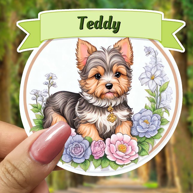 Green Ribbon, Yorkshire & bunte Blume nach Maß Aufkleber (Von Creator hochgeladen)