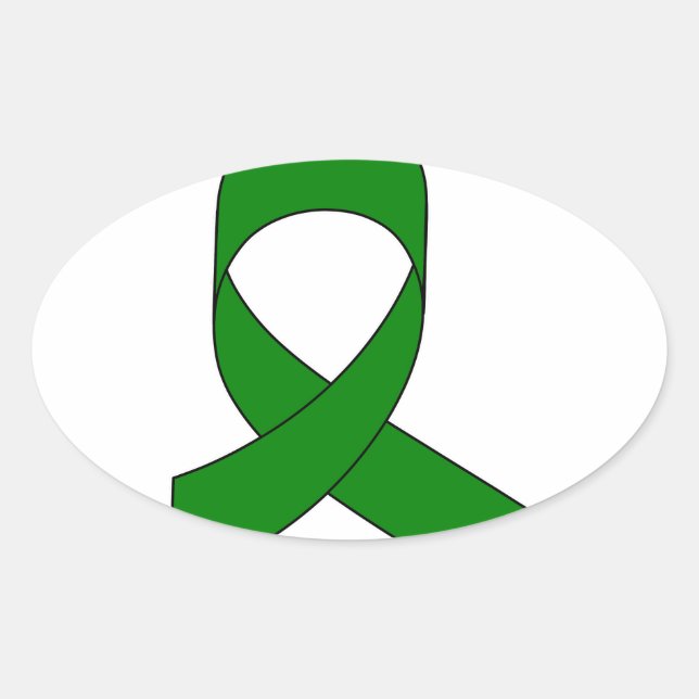 Green Ribbon Zeichnend Ovaler Aufkleber (Vorderseite)