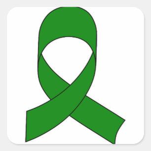 Green Ribbon Zeichnend Quadratischer Aufkleber