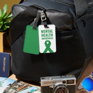Green Ribbon zur Sensibilisierung für psychische G Gepäckanhänger