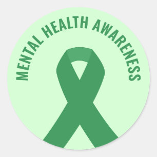 Green Ribbon zur Sensibilisierung für psychische G Runder Aufkleber