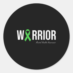 Green Ribbon zur Sensibilisierung für psychische G Runder Aufkleber