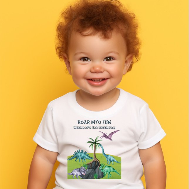 Green Roaring Jurassic Dinosaurier Baby T-shirt (Von Creator hochgeladen)