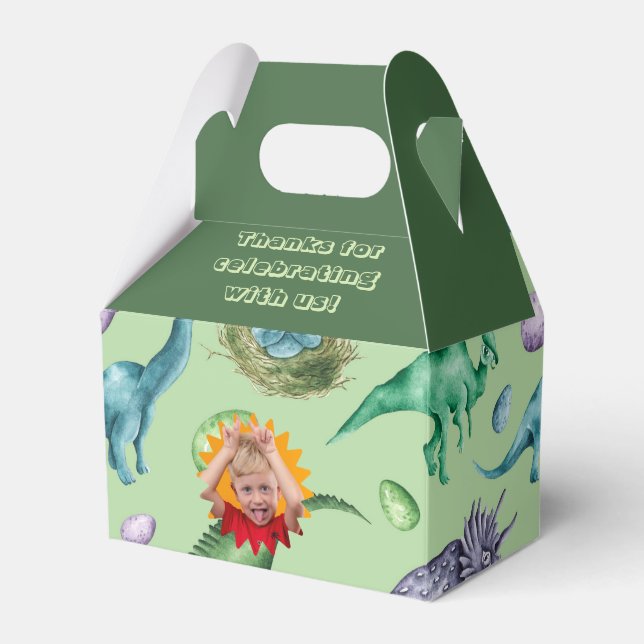 Green Roaring Jurassic Dinosaurs Foto Geschenkschachtel (Vorderseite)