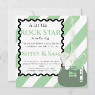 Green Rock Star Rock a Bye Baby shower Invitation