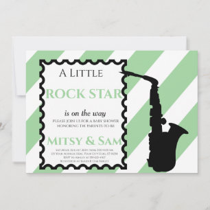Green Rock Star Rock a Bye Baby shower Invitation