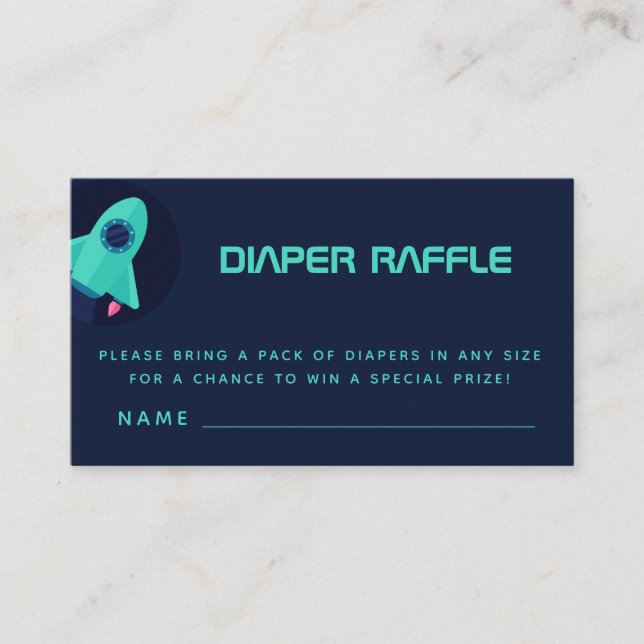 Green Rocket Spaceship Space Theme Diaper Raffle Begleitkarte (Vorderseite)