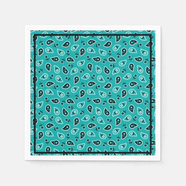 Green Rodeo Bandana Print Birthday Party Napkins Serviette (Vorderseite)