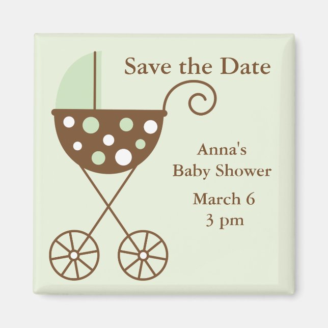 Green-Roller-Baby-Dusche Save the Date Magnet (Vorne)