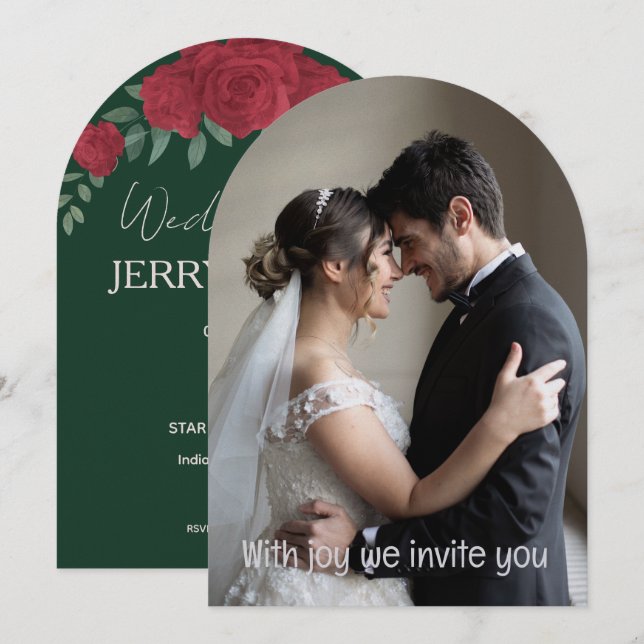 Green Romantic Couple Personalized Wedding  Einladung (Vorne/Hinten)