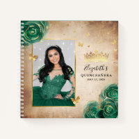Green Rose Gold Elegantes Foto Quinceanera Gast