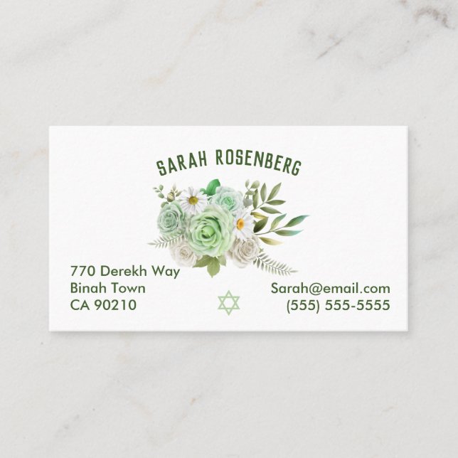 Green Rose White Daisies Star von David Visitenkarte (Vorderseite)