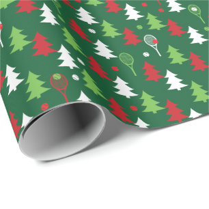Green 💚 💔 🤍, rot, weiß, Tennis Weihnacht Geschenkpapier