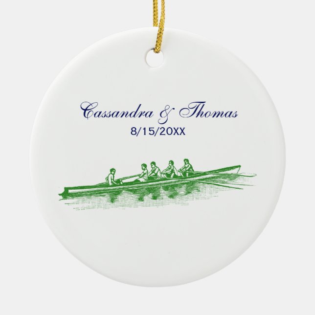 Green Rowers Crew Team Wassersport Keramik Ornament (Vorne)