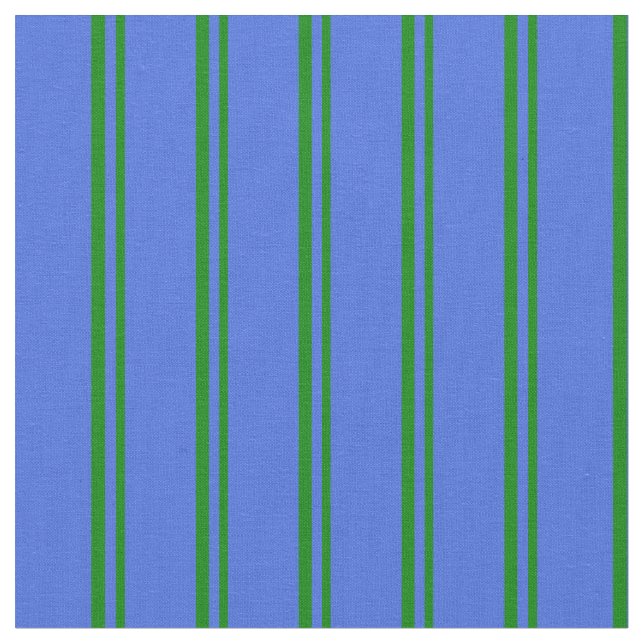 Green & Royal Blue Lines Stoff (Nahaufnahme)