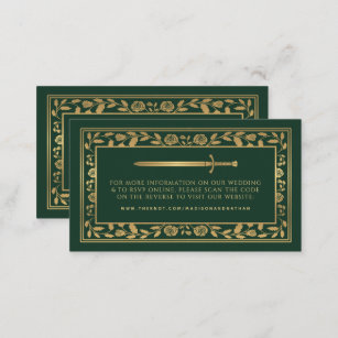 Green Royal Sword Wedding Website UAWG QR Code Begleitkarte