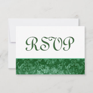 Green RSVP Grunge Mariage damassé