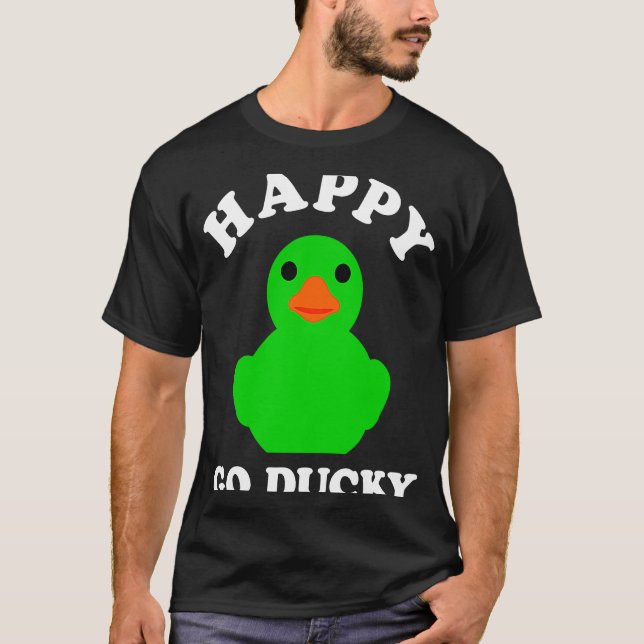 Green Rubber Duck Happy Go Ducky Pun St Patricks D T-Shirt (Vorderseite)