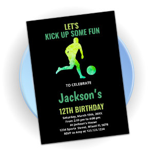 Green Runer Soccer Invitations Anniversaire