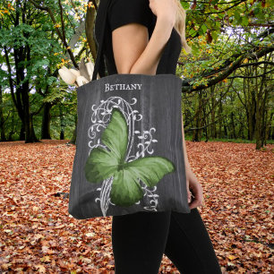Green Rustic Butterfly Personalisiert Totbeutel Tasche