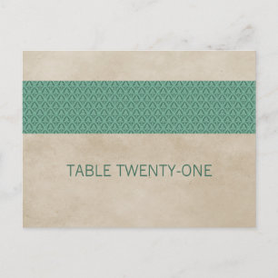 Green Rustic Damask Numéro de table Carte postale