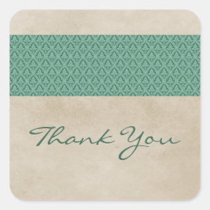 Green Rustic Damask Vielen Dank Stickers