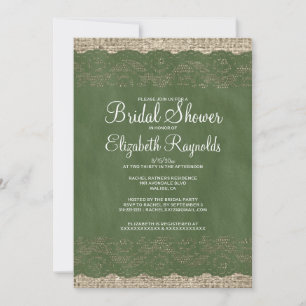 Green Rustic Lace Bridal Dusche Einladungen