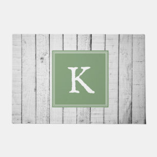 Green Rustic Monogram Doormat Fußmatte