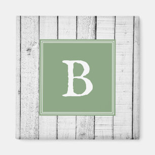 Green Rustic Monogram Magnet