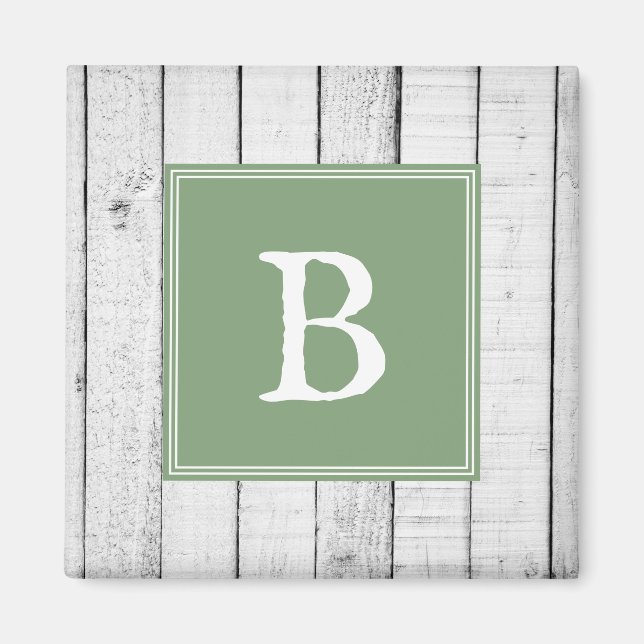 Green Rustic Monogram Magnet (Vorne)