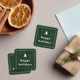 Green Rustic Tree Woodgrain Christmas Sticker