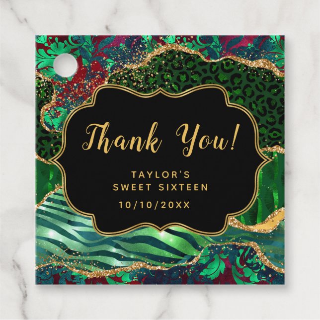 Green Safari Agate 16 . Geburtstag Vielen Dank Geschenkanhänger (Vorderseite)