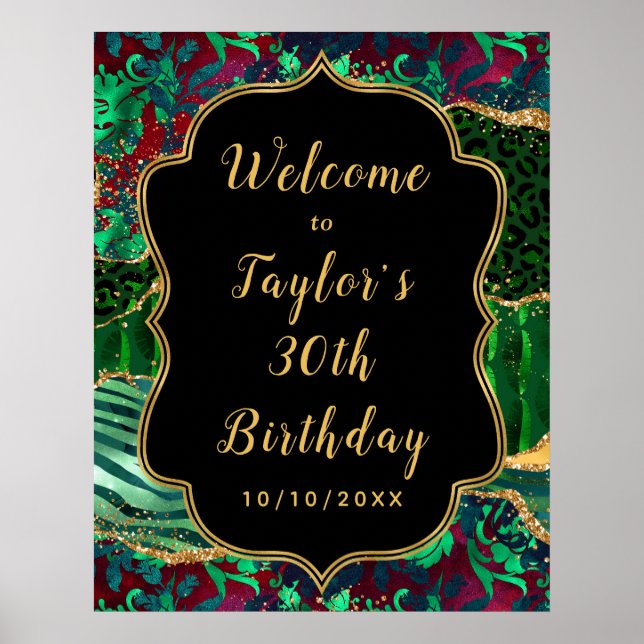 Green Safari Agate Geburtstag Willkommen Poster (Vorne)