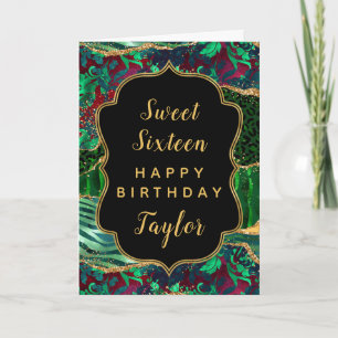 Green Safari Agate Sweet 16 Happy Birthday Karte