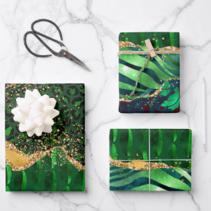 Green Safari Animal Print Agate Geschenkpapier Set