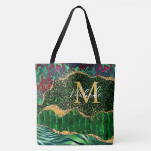 Green Safari Animal Print Agate Tasche
