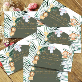 Green Safari Baby Dusche Windeln Raffle Cards Begleitkarte